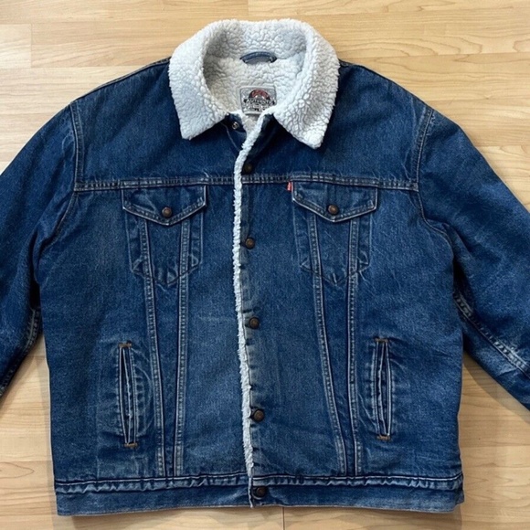 Levi's Authentic Sherpa Lined Denim Jacket VTG 1990’s Men's 50 L Made USA - Picture 3 of 13